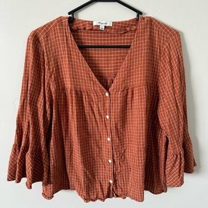 Madewell Rust Checked Blouse
